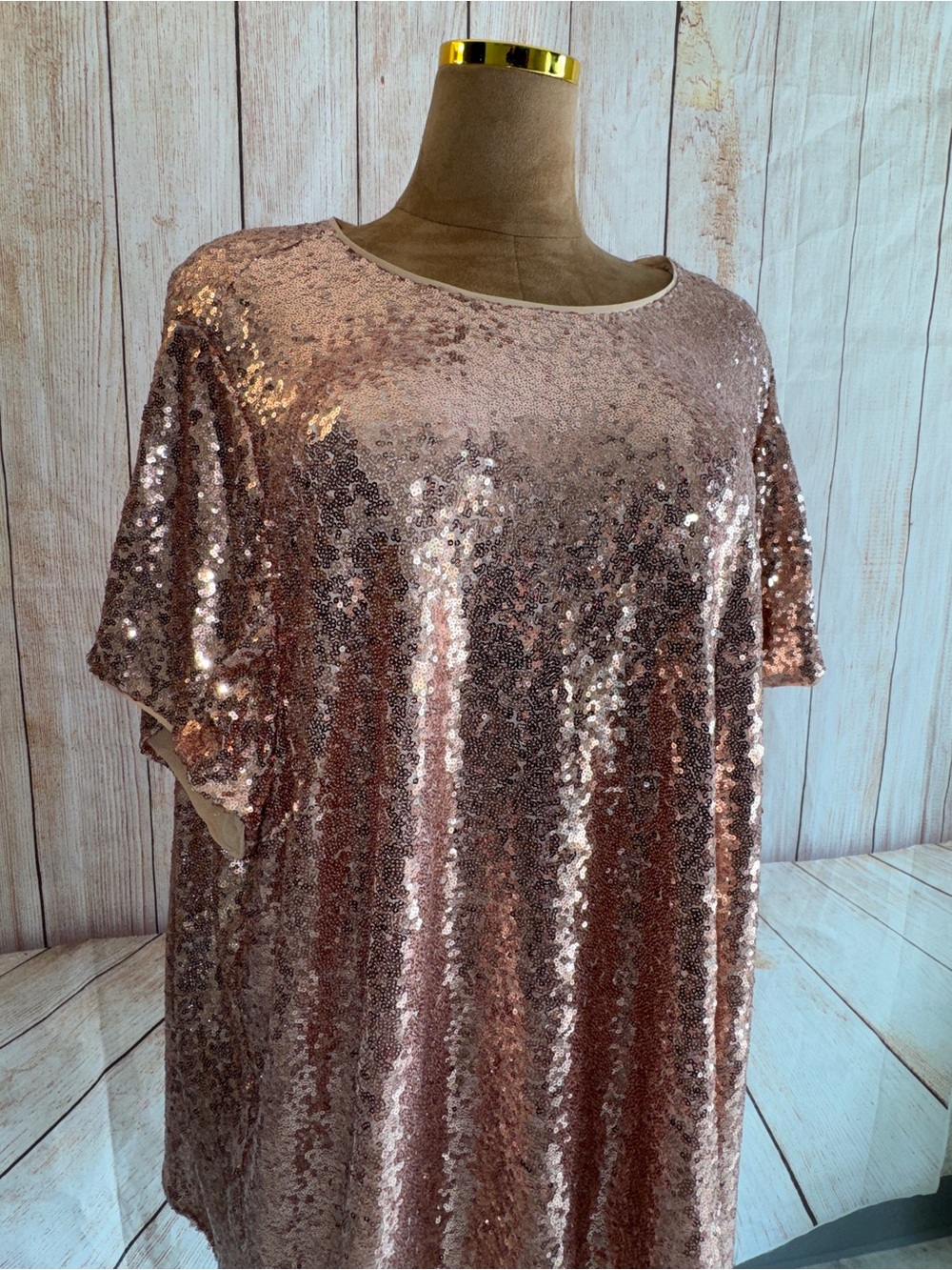 TORRID Abbey Sequin Top, Beige Champagne Color, Party Or Special Occasion, 5 5X - Picture 5 of 16